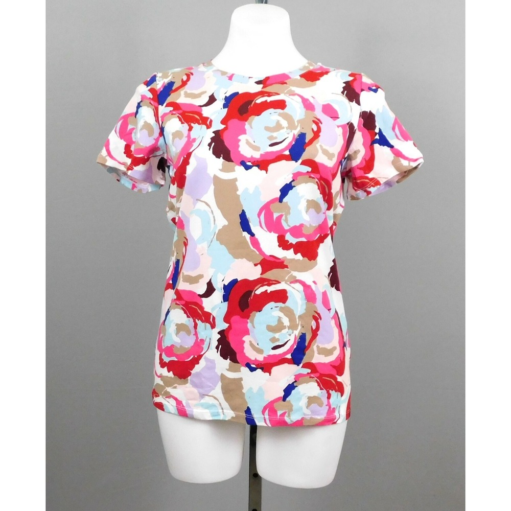 Tracy Anderson For G.I.L.I. Short Sleeve Crew Neck T-Shirt, Multi, Floral, M